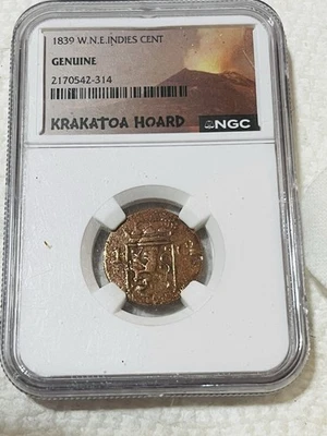 1839 W N.E. Indies Cent Surabaya Mint, KRAKATOA HOARD Pirates Coin - NGC Genuine - Image 1 of 2
