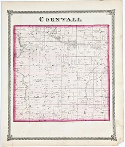 1875 Plat Map CORNWALL - Township ILLINOIS - Henry County (16x13) ORIGINAL - Picture 1 of 4