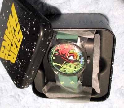 Мужские часы STAR WARS X Fossil Boba Fett с зеленым силиконовым ремешком с сертификатом подлинности олово SE1106 новые в коробке - Изображение 1 из 4