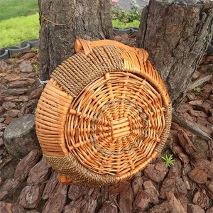 Wicker Woven Serving Tray Food Basket with Handles Decorative Serving Basket for - Picture 1 of 7