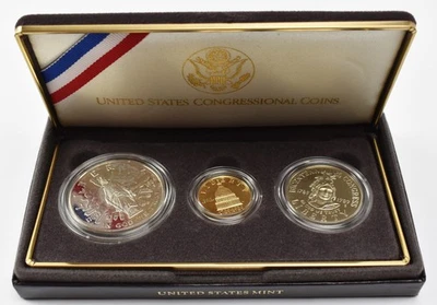1989 US Mint Congressional Coins 3-Coin Proof Set PH603 - Image 1 of 2