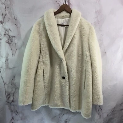 Casaco feminino J Crew XL branco Sherpa pelúcia falso shearling fuzz xale casulo xale  - Imagem 1 de 4