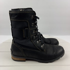 Sorel Emelie Conquest Lace-up Waterproof Black Boots Size 8 Nl3042-010