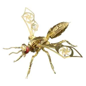 3D Gold Wasp Stainless Steel Insects Puzzle Model  Mechanical Animal Gift Toys - Picture 1 of 12