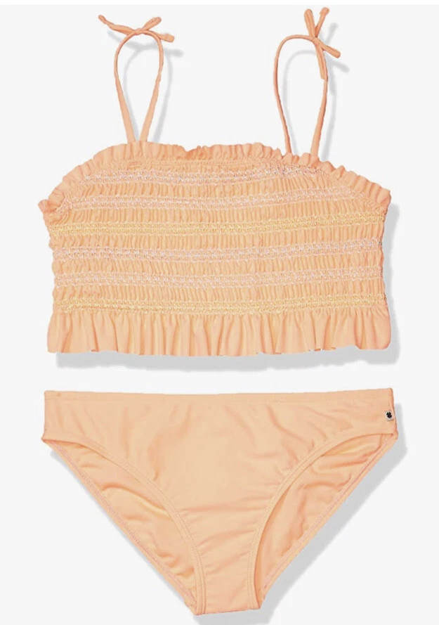 NWT Lucky Brand Girls Two-Piece Swimsuit, Natalie Bright Melon Size L - Image 1 of 2