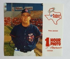 1994 MIDLAND ANGELS PETE JANICKI ROOKIE OFFICIAL 5.5"X5" 1 HOUR PHOTO AUTO