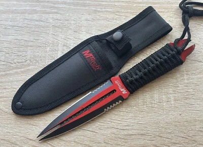 "Cuchillo de hoja fija con aguijón rojo de 9"" Full Tang cable de funda de nailon afilado de doble filo" Foto 1 de 4