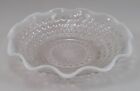 Vintage Anchor Hockings Mid Century Moonstone Opalescent Ruffled Bowl Candy Dish