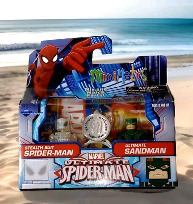 Marvel Minimates Stealth Suit Spider-Man & Ultimate Sandman Toys R Us Wave 20 Foto 1 de 4