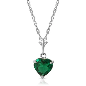 Collar de oro blanco liso de 14 K con forma de corazón 1,00 ctw alto pulido genuino - Imagen 1 de 4