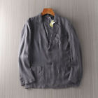 Men High Luxury Coats 100% Linen Thin Breathable Jacket Casual Suit Workwear Top