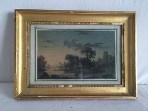 Tableau XVIIIeme Aquarelle Gouache/Papier J.B POURCELLY - Paysage - Picture 1 of 10