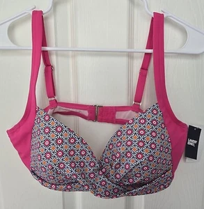 Lands' End Women's Twist-Front Underwire Bikini Top Protection, Pink/Orange - Picture 1 of 3