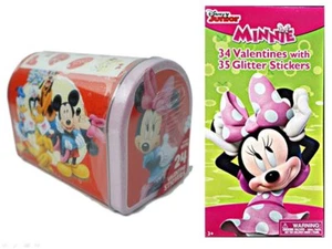 Disney Minnie Mouse Valentine Cards (34) and Mickey Mouse Club Mailbox Bundle - Picture 1 of 4