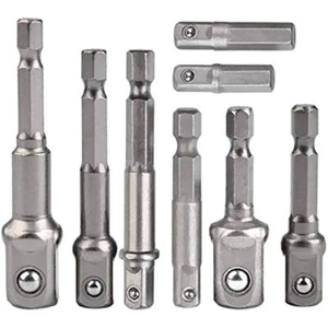 3-8 tlg Bit Adapter auf 1/4" 3/8" 1/2" Zoll Nüsse Set Stecknuss Sechskantschaft - Bild 1 von 13