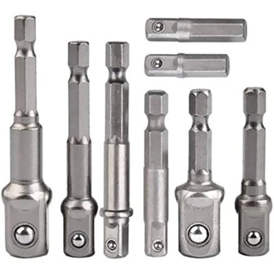 3-8 tlg Bit Adapter auf 1/4" 3/8" 1/2" Zoll Nüsse Set Stecknuss Sechskantschaft - Bild 1 von 4