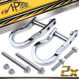 2X Chrome Tow Hooks for Chevrolet Silverado 1500 2007-2018 LD GMC Sierra 1500 - Picture 1 of 8