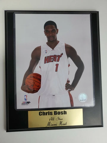 Basketball Miami Heat Chris Bosh All Star  Wood Picture Plaque Black 10.5" X 13 Cover