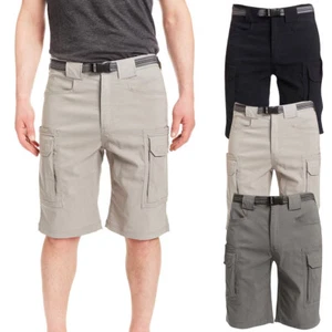 Ex Mens Cargo Combat Shorts With Belt Travel Work Knee Plain Casual Hiking Pants - Picture 1 of 34