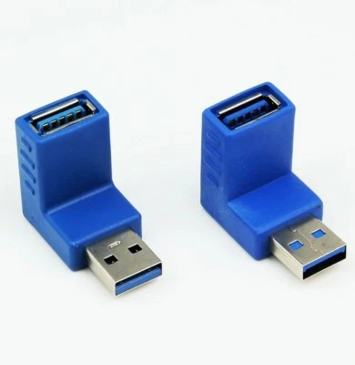 2 pcs 90 270 Degree USB 3.0 SPEED Right Angle Angled Male to Female Adapter - Image 1 of 4