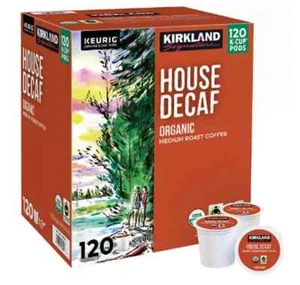 Kirkland Signature House Decaf Organic Coffee, Medium, K-Cup Pods, 120 count - Picture 1 of 5