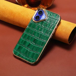 Funda de cuero genuino con patrón de cocodrilo para iPhone 16 Pro Max 16 cubierta a prueba de golpes - Imagen 1 de 17