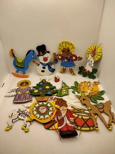 Vtg Handmade Hand Painted Christmas Ornaments Lot Of 13  Christmas Tree - Picture 1 of 6