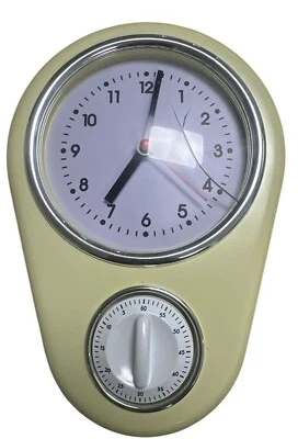 50er Jahre Retro Wanduhr Küchenuhr mit Kurzzeitmesser Vintage Eieruhr Timer - Bild 1 von 2
