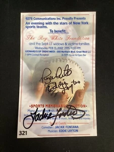 Roy White Eddie Layton Jackie Fontana Firmado Invitación Béisbol Autógrafo JSA - Imagen 1 de 4