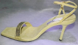 Santini Mavardi Carina 5 yellow Suede jonquil sandals pumps 37 7 5 heels shoes - Picture 1 of 7