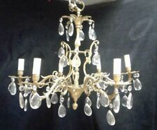 LIGHT Vintg Candelabra Ceiling Fixture Crystal Cast Brass/Bronze Classic Design 