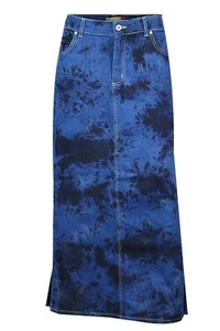 Clove Jeans Pencil Maxi Skirt Blue Black Tie Dye Denim Skirt Plus Size 12-24 - Picture 1 of 10