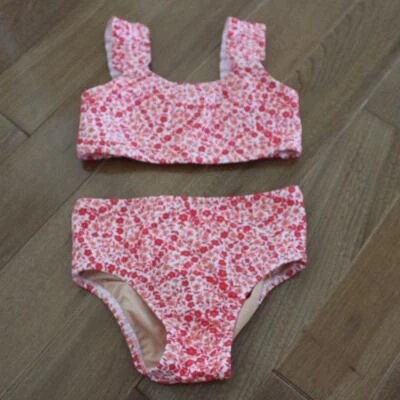 Crewcuts J. nuevo sin etiquetas Traje de baño bikini de dos piezas Crew para niñas rosa rojo flores 2T Foto 1 de 4