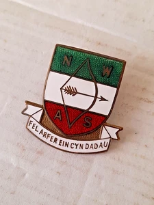 WELSH WALES ARCHERY CLUB, ENAMEL BADGE, NWAS ,(AS USUAL OUR FORFATHERS) - Picture 1 of 3