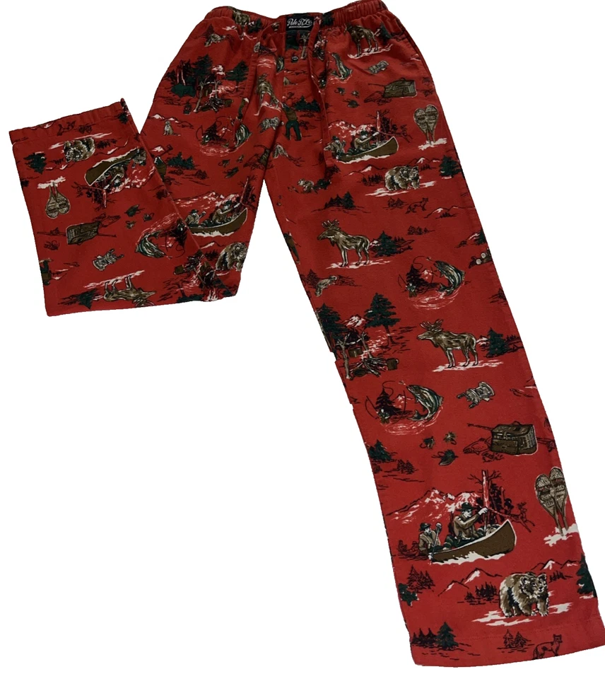 Polo Ralph Lauren小号青少年睡衣裤子睡衣红色户外熊鹿鱼 — 第 1/4 张图片