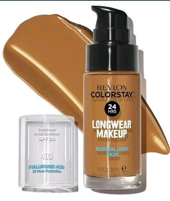 3 Pcs REVLON COLORSTAY 24hrs Foundation NORMAL/DRY SKIN 400 CARAMEL + Hyaluronic - Image 1 of 4