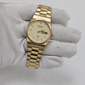 Vintage Citizen 6101-915046KT Gold Tone 34mm Quartz Men's Watch - Parts/Repair - Picture 1 of 7