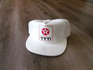 COLLECTIBLE WHITE TEXACO TTTI ADJUSTABLE TRUCKER BASEBALL CAP - Picture 1 of 2