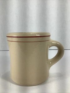 STERLING CHINA®️ RESTAURANT WARE COFFEE CUP/MUG DESERT TAN RED BANDS~8oz - Picture 1 of 11