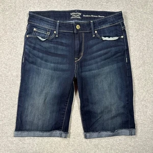 Pantalones cortos ajustados modernos Levis Signature para mujer talla 8 lavado oscuro puños elásticos - Imagen 1 de 9