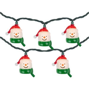 Cabezas de muñeco de nieve Northlight de 10 quilates con bufandas juego de luces de Navidad alambre verde de 7,5 pies - Imagen 1 de 7