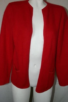 Cárdigan suéter para mujer Adele Joyce rojo angora sin cierre bolsillos talla grande Foto 1 de 4