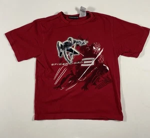 Vintage Y2K 2007 Spider-man 3 Movie Promo  Puffy Textured Boys Red T-Shirt 10-12 - Picture 1 of 5