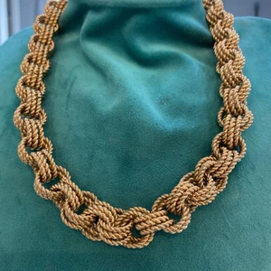 Vintage GIVENCHY Gold Tone Heavy Rope Link Necklace Signed 16-18” A10 - Picture 1 of 8