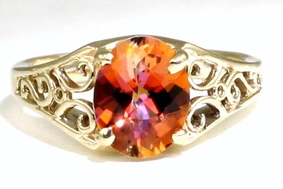 Anillo de mujer TWILIGHT FIRE TOPACIO 10k oro amarillo - hecho a mano • R005 Foto 1 de 4