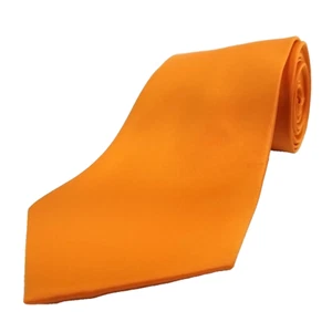 Umo Lorenzo Luxury Tie Solid Orange Hand Made Necktie 58" x 3.25" Ships Fast! - Picture 1 of 7