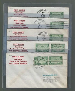 US First Flight Cover Pan Am Trans Pacific Clipper Set of 5 1937 - Picture 1 of 12