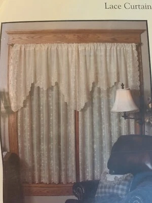 HERITAGE CORTINAS ENCAJE FASCINACIÓN 48" X 16" CENEFA VAINILLA NUEVO HECHO EN EE. UU. Foto 1 de 4