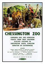 Chessington Zoo Adventure Vacances Voyage Superbe Vue NEW Affiche A3 A4