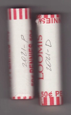 2021  P D  Lincoln cent  Penny  BU rolls  OBW  100 coins Cover